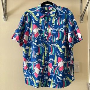 Vineyard Vines Regatta Print Short Sleeve Stretch Cotton Shirt